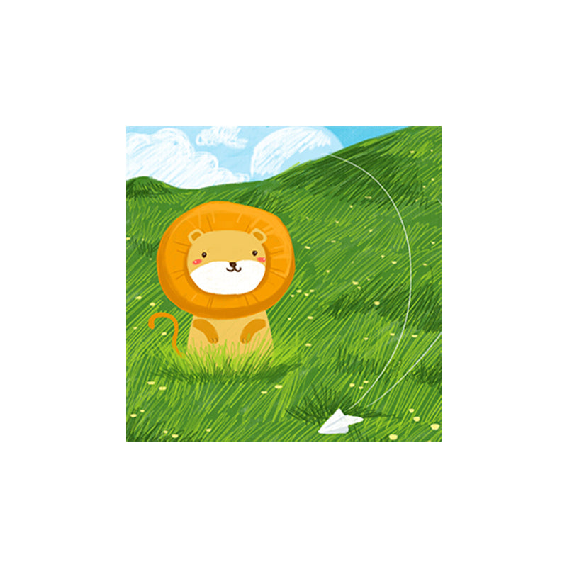 Cartoon Animal Wall Art Print Canvas Textured Soft Color Wall Decor for Baby Room Clearhalo 'Art Gallery' 'Canvas Art' 'Kids' Arts' 1763459