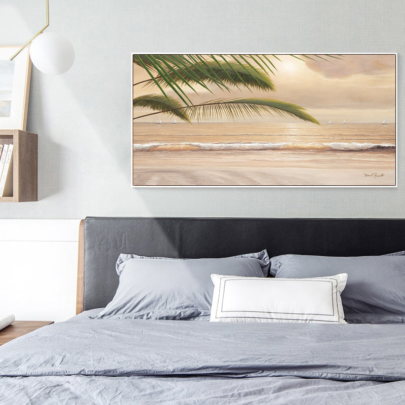 Relaxing Seaside Scene Wall Decor for Bathroom Photography Canvas Print, Multiple Sizes Brown Clearhalo 'Art Gallery' 'Canvas Art' 'Contemporary Art Gallery' 'Modern' Arts' 1763464
