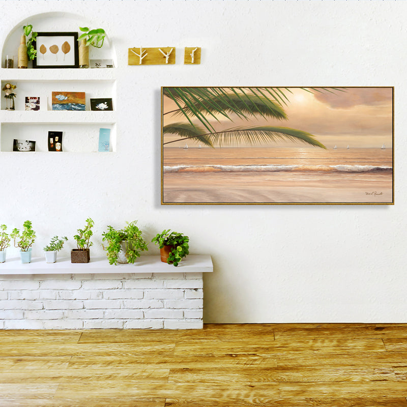 Relaxing Seaside Scene Wall Decor for Bathroom Photography Canvas Print, Multiple Sizes Clearhalo 'Art Gallery' 'Canvas Art' 'Contemporary Art Gallery' 'Modern' Arts' 1763466