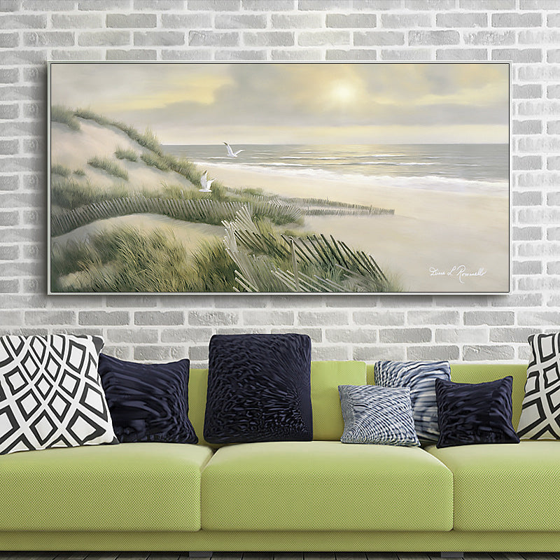 Relaxing Seaside Scene Wall Decor for Bathroom Photography Canvas Print, Multiple Sizes Yellow Clearhalo 'Art Gallery' 'Canvas Art' 'Contemporary Art Gallery' 'Modern' Arts' 1763471