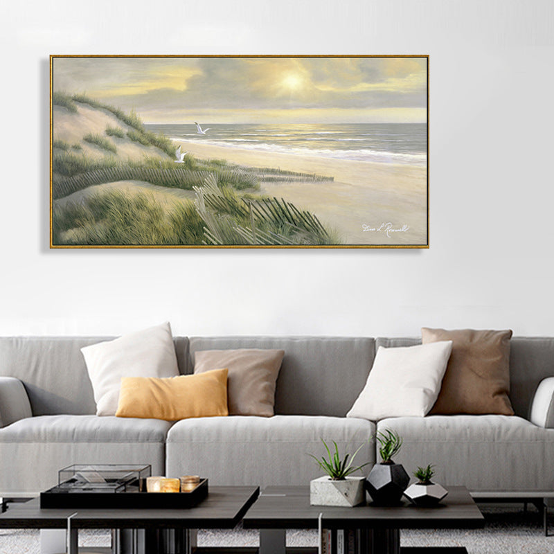 Relaxing Seaside Scene Wall Decor for Bathroom Photography Canvas Print, Multiple Sizes Clearhalo 'Art Gallery' 'Canvas Art' 'Contemporary Art Gallery' 'Modern' Arts' 1763473