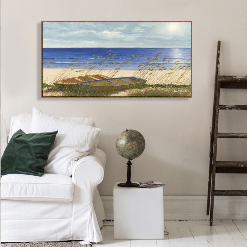 Relaxing Seaside Scene Wall Decor for Bathroom Photography Canvas Print, Multiple Sizes Clearhalo 'Art Gallery' 'Canvas Art' 'Contemporary Art Gallery' 'Modern' Arts' 1763477