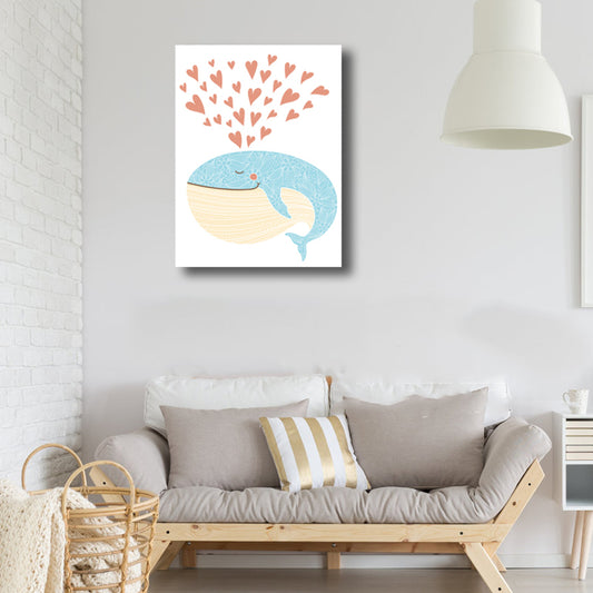 Textured Humpback Canvas Art Kids Style Wall Decor for Girls Bedroom, Multiple Sizes Blue Clearhalo 'Art Gallery' 'Canvas Art' 'Kids' Arts' 1763497