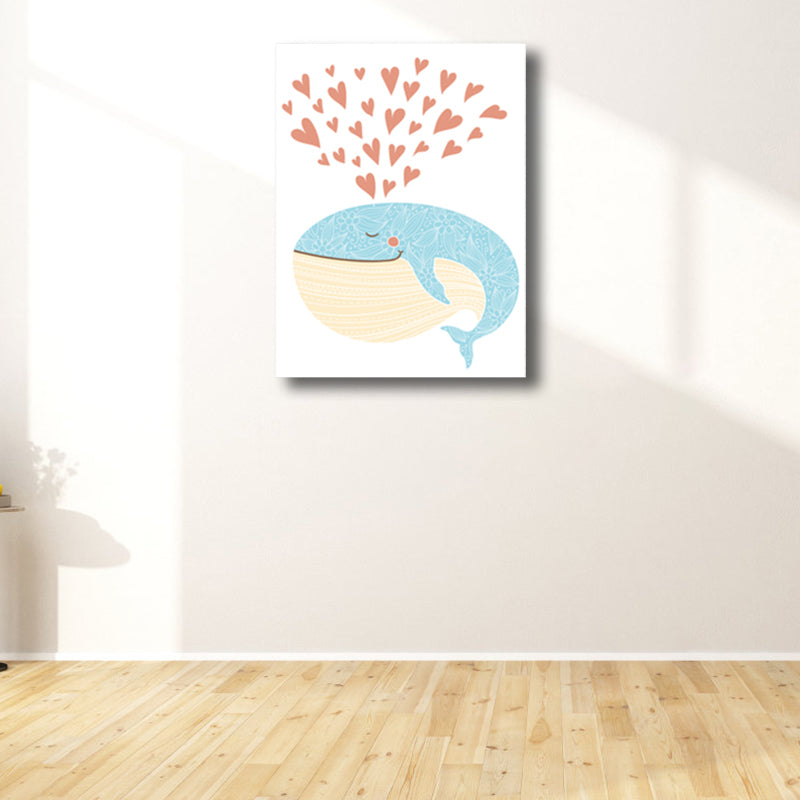 Textured Humpback Canvas Art Kids Style Wall Decor for Girls Bedroom, Multiple Sizes Clearhalo 'Art Gallery' 'Canvas Art' 'Kids' Arts' 1763498