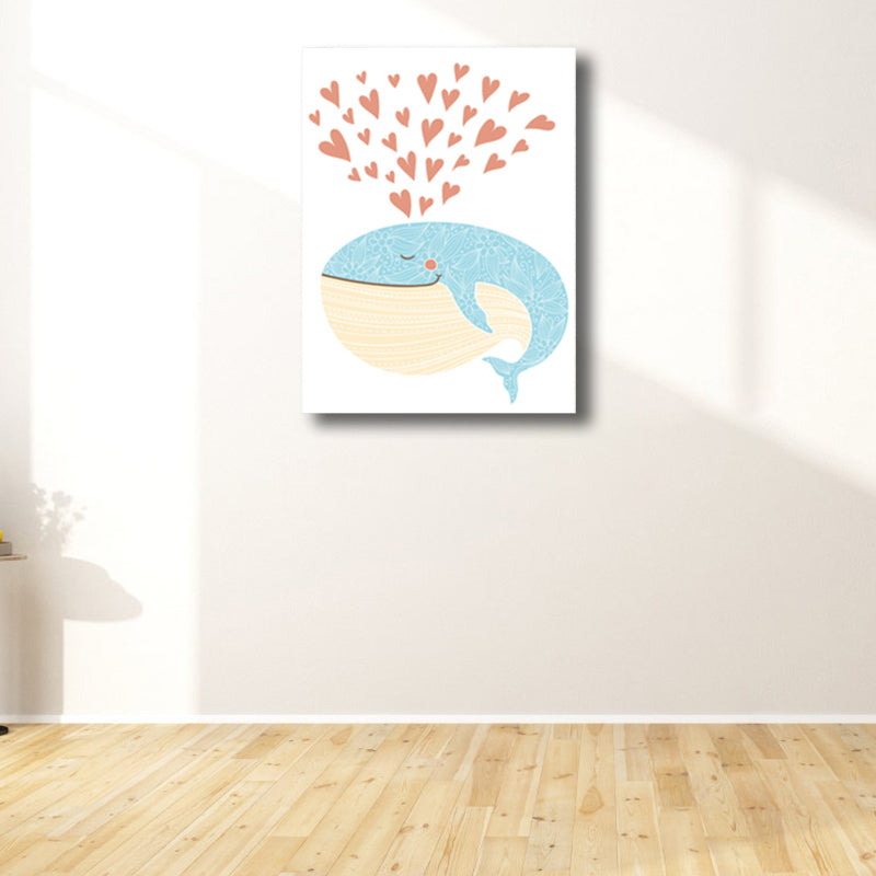 Textured Humpback Canvas Art Kids Style Wall Decor for Girls Bedroom, Multiple Sizes Clearhalo 'Art Gallery' 'Canvas Art' 'Kids' Arts' 1763498