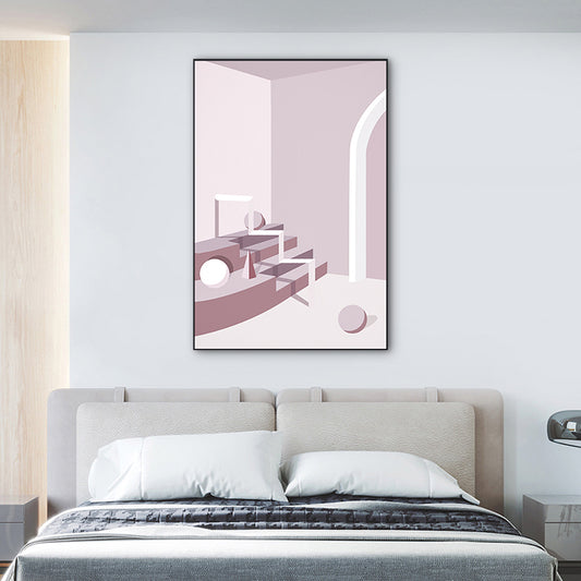 Modern Wall Art Decor Pastel Color Illustration Geometric and House Interior Canvas Clearhalo 'Art Gallery' 'Canvas Art' 'Kids' Arts' 1763505