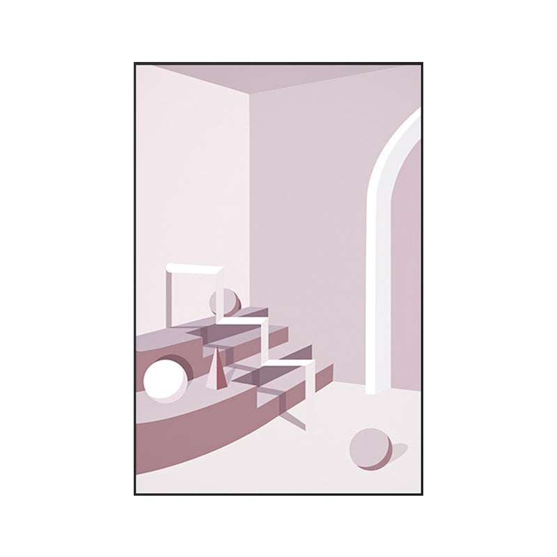 Modern Wall Art Decor Pastel Color Illustration Geometric and House Interior Canvas Clearhalo 'Art Gallery' 'Canvas Art' 'Kids' Arts' 1763507