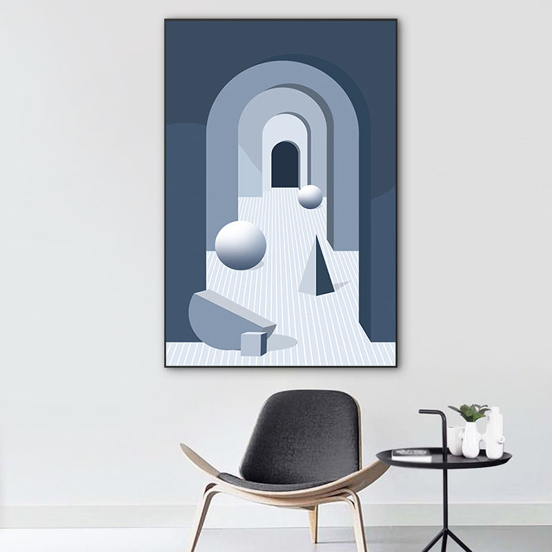 Modern Wall Art Decor Pastel Color Illustration Geometric and House Interior Canvas Clearhalo 'Art Gallery' 'Canvas Art' 'Kids' Arts' 1763516