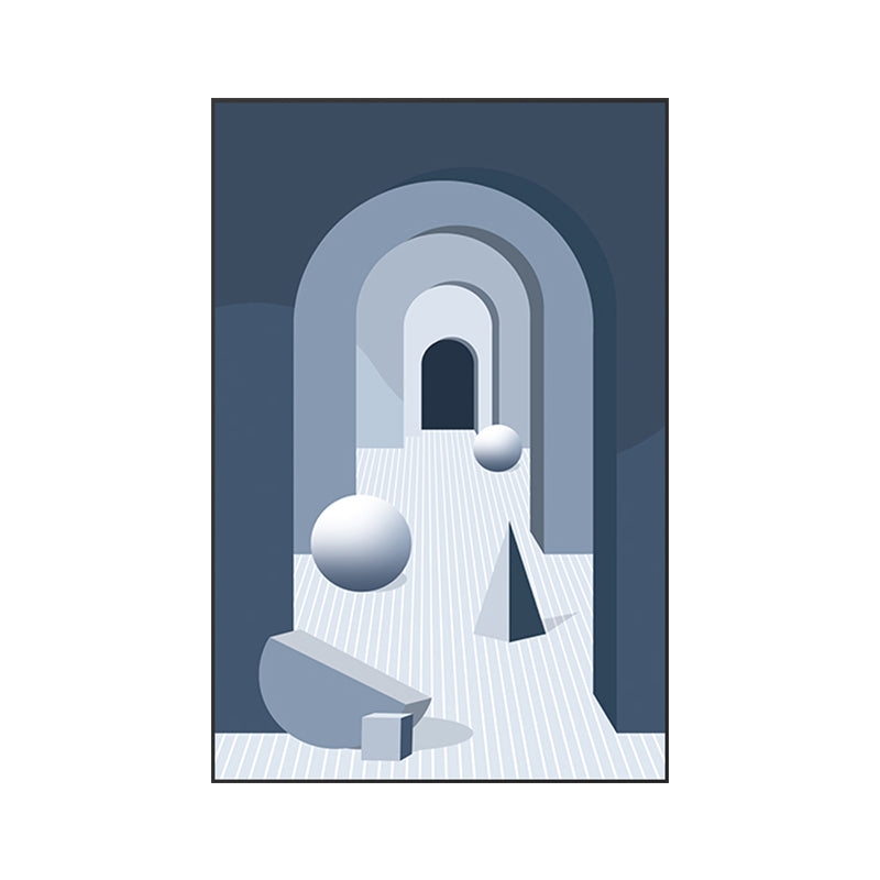 Modern Wall Art Decor Pastel Color Illustration Geometric and House Interior Canvas Clearhalo 'Art Gallery' 'Canvas Art' 'Kids' Arts' 1763518