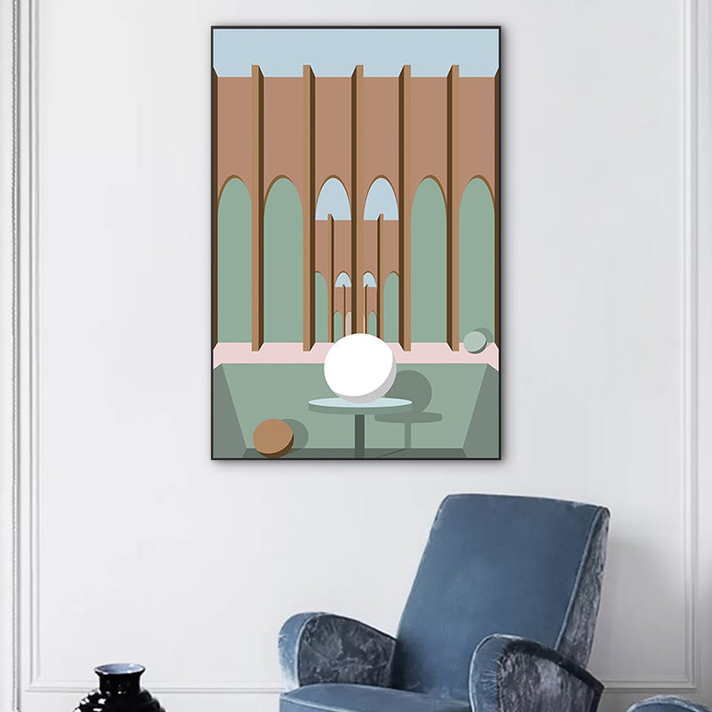 Modern Wall Art Decor Pastel Color Illustration Geometric and House Interior Canvas Clearhalo 'Art Gallery' 'Canvas Art' 'Kids' Arts' 1763521