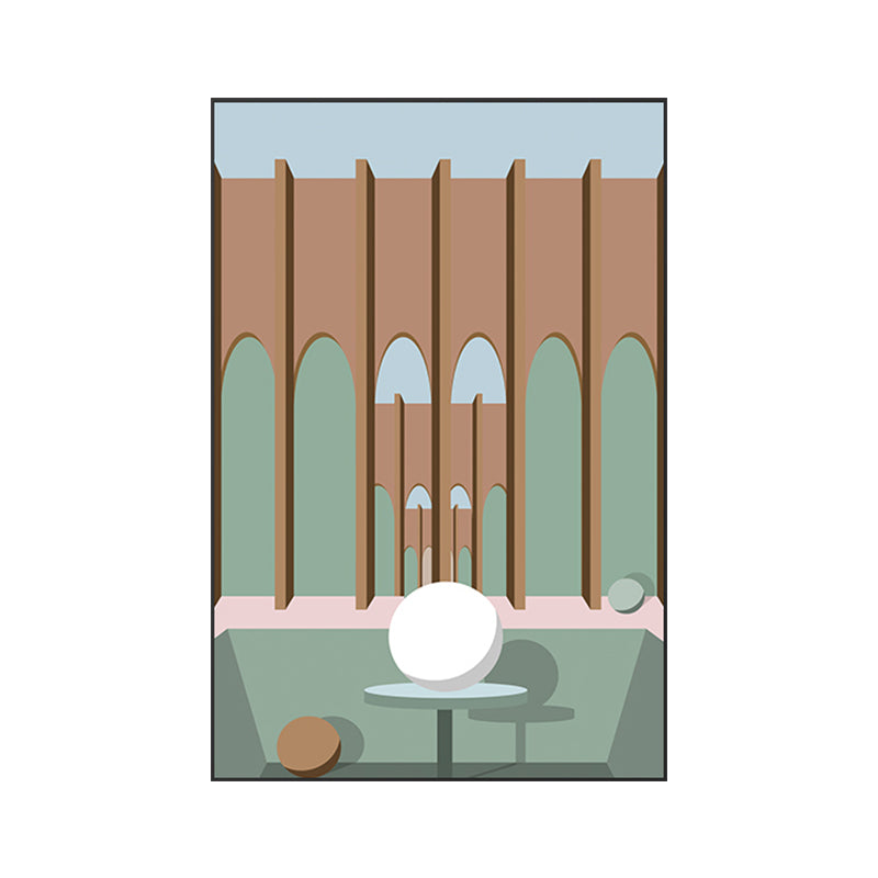 Modern Wall Art Decor Pastel Color Illustration Geometric and House Interior Canvas Clearhalo 'Art Gallery' 'Canvas Art' 'Kids' Arts' 1763522