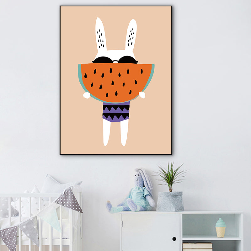 Soft Color Fruits Wall Decor Foods Nordic Stylish Textured Canvas Wall Art for Playroom Orange Clearhalo 'Art Gallery' 'Canvas Art' 'Kids' Arts' 1763530