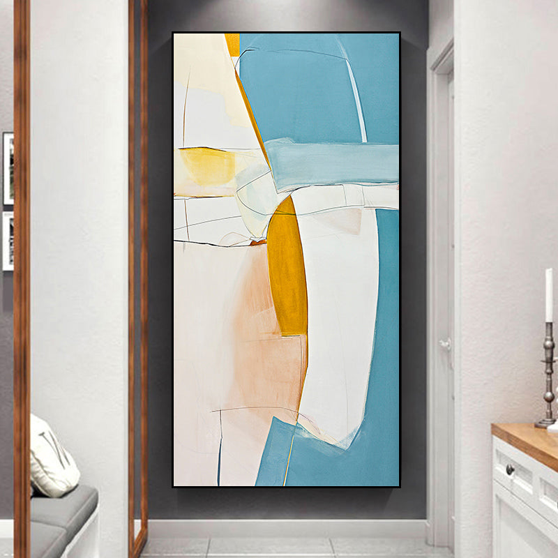 Mid-Century Modern Wall Art Print Light Color Abstract Painting, Multiple Sizes Options Blue Clearhalo 'Arts' 'Canvas Art' 1763538