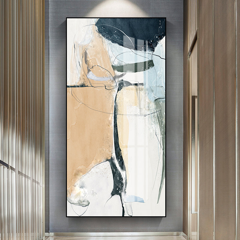 Mid-Century Modern Wall Art Print Light Color Abstract Painting, Multiple Sizes Options Yellow Clearhalo 'Arts' 'Canvas Art' 1763545