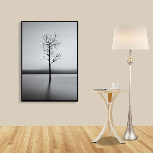 Leafless Tree Wall Art Print Nordic Aesthetics Photo Plant Canvas in Grey for Bedroom Clearhalo 'Art Gallery' 'Canvas Art' 'Contemporary Art Gallery' 'Modern' Arts' 1763559