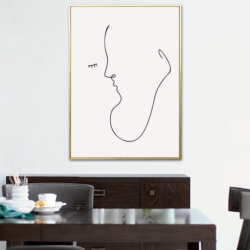 Soft Color Nordic Canvas Figure's Profile Painting for Dining Room, Multiple Sizes Options White Clearhalo 'Arts' 'Canvas Art' 1763585