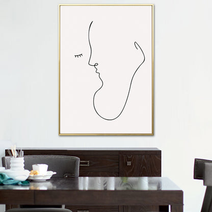 Soft Color Nordic Canvas Figure's Profile Painting for Dining Room, Multiple Sizes Options White Clearhalo 'Arts' 'Canvas Art' 1763585