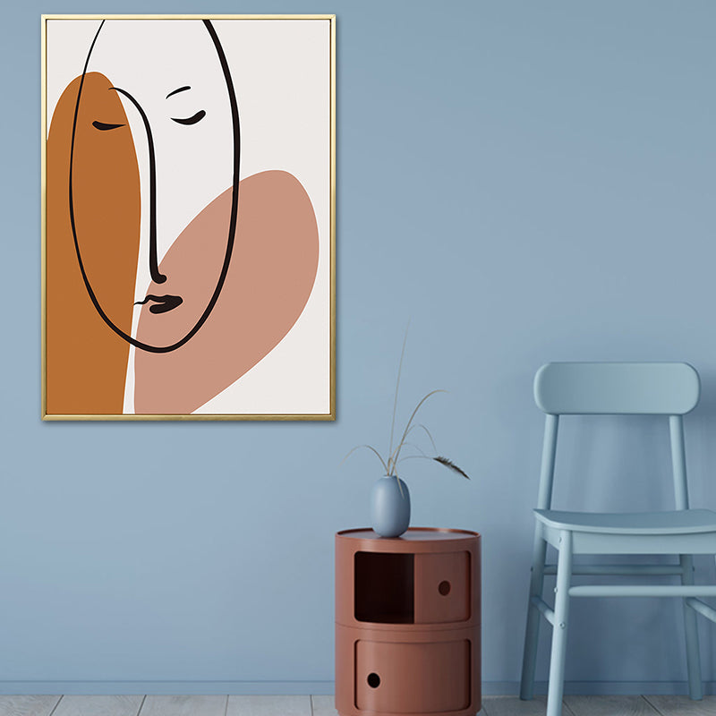 Soft Color Nordic Canvas Figure's Profile Painting for Dining Room, Multiple Sizes Options Orange Clearhalo 'Arts' 'Canvas Art' 1763593