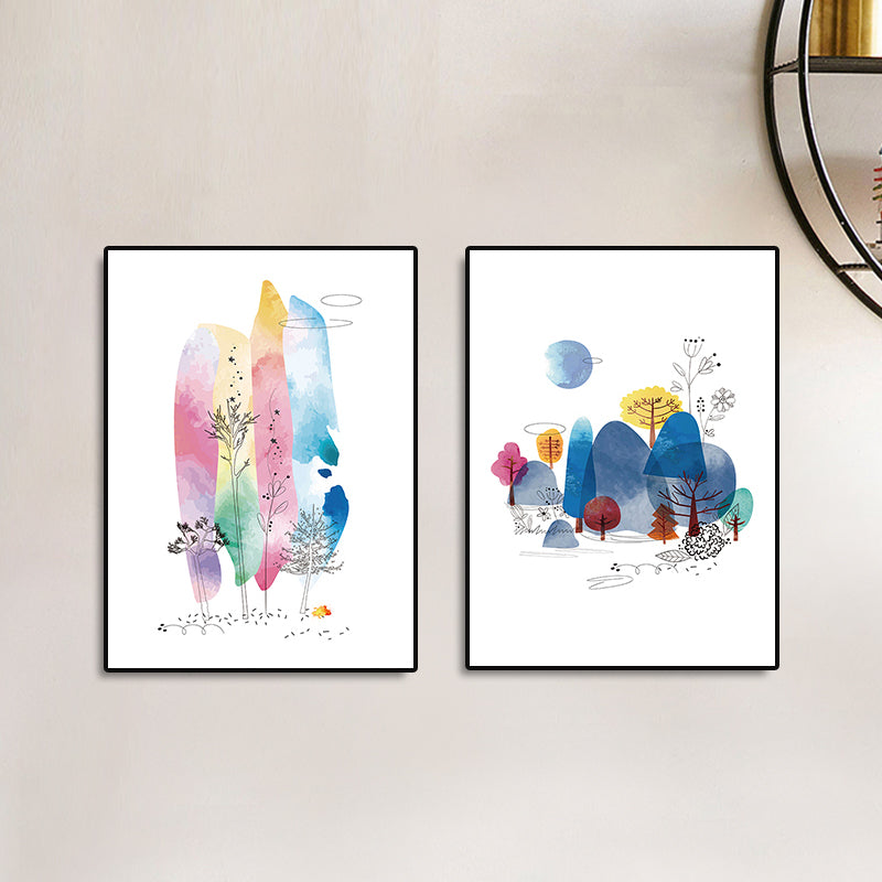 Modern Botanical Trees Canvas Art Pastel Color Textured Wall Decor for Living Room Clearhalo 'Art Gallery' 'Canvas Art' 'Contemporary Art Gallery' 'Modern' Arts' 1763605