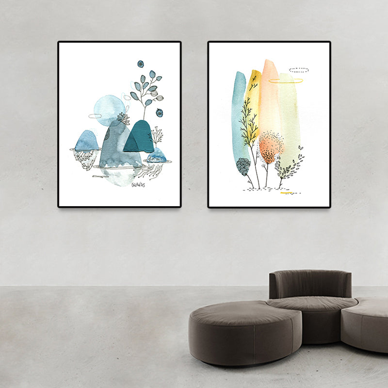 Modern Botanical Trees Canvas Art Pastel Color Textured Wall Decor for Living Room Clearhalo 'Art Gallery' 'Canvas Art' 'Contemporary Art Gallery' 'Modern' Arts' 1763614