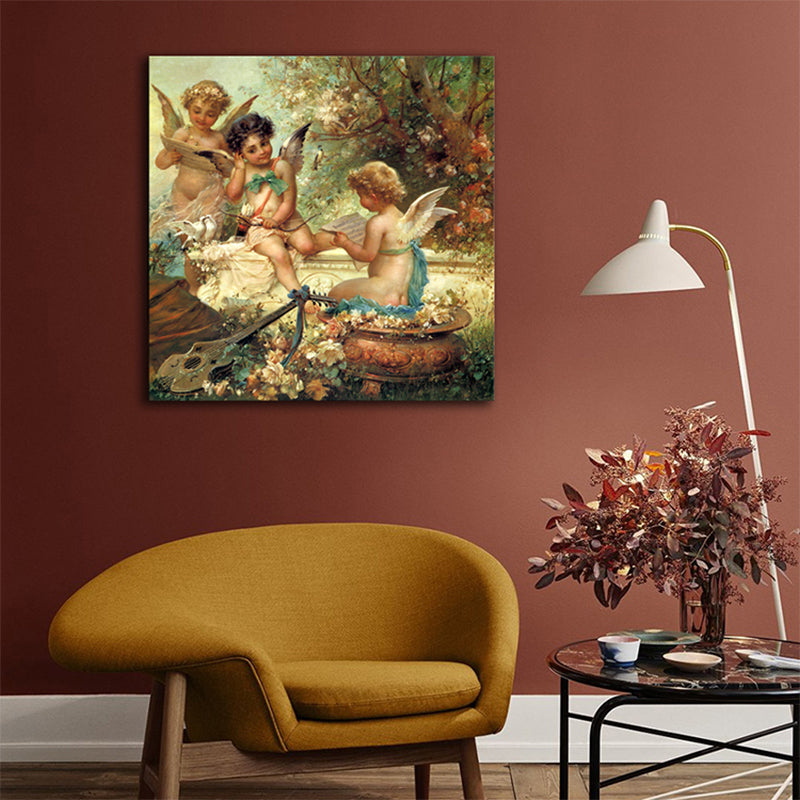 Religious Figures Canvas Print Textured Renaissance Style for Girls Bedroom Painting Brown Clearhalo 'Arts' 'Canvas Art' 1763631