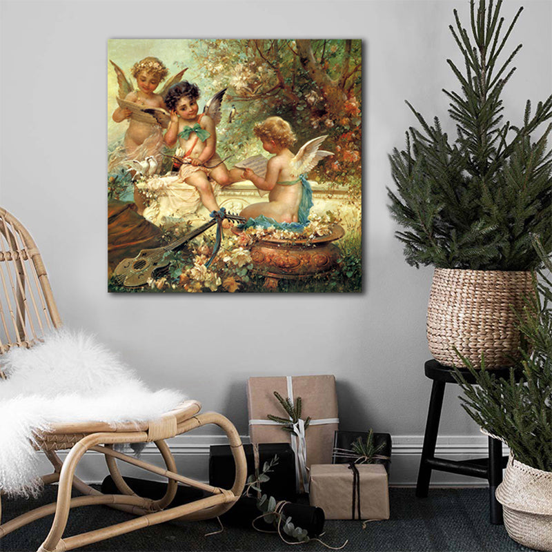 Religious Figures Canvas Print Textured Renaissance Style for Girls Bedroom Painting Clearhalo 'Arts' 'Canvas Art' 1763632