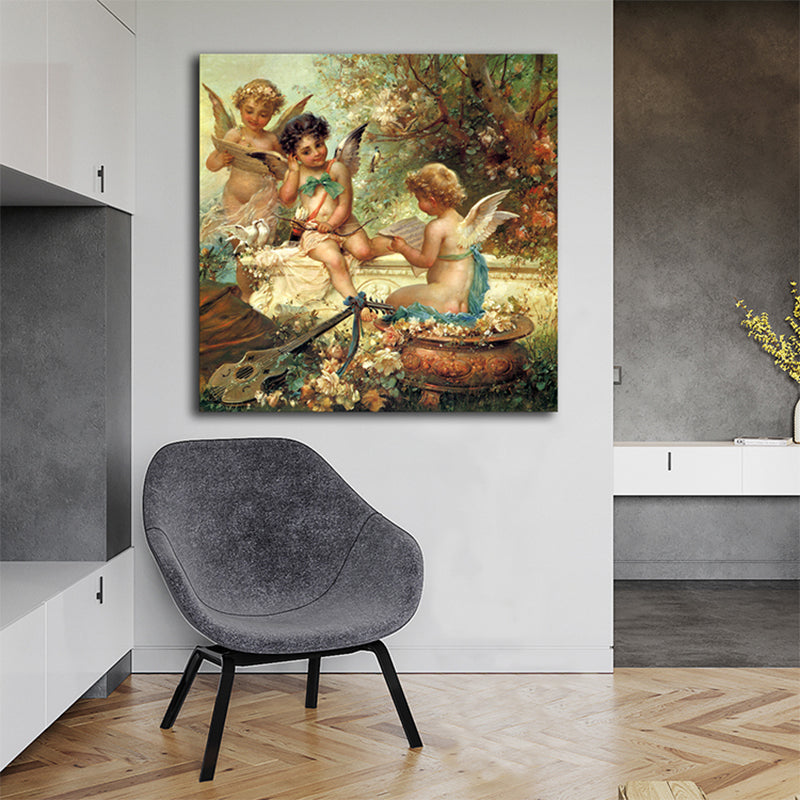 Religious Figures Canvas Print Textured Renaissance Style for Girls Bedroom Painting Clearhalo 'Arts' 'Canvas Art' 1763633