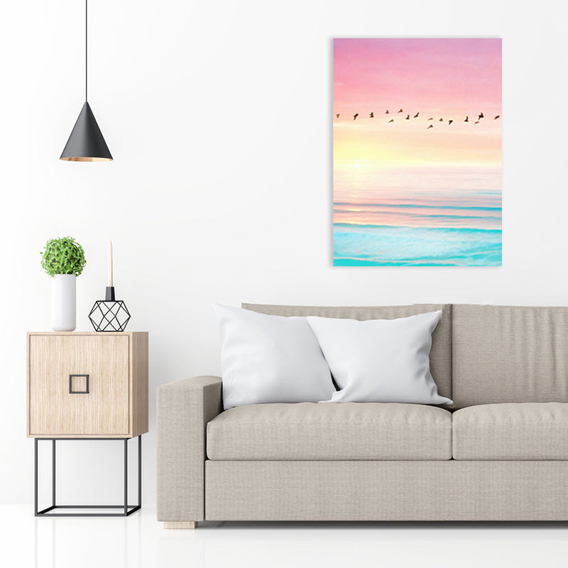 Contemporary Bird and Sky Painting Canvas Pink Photography Wall Art Decor, Multiple Sizes Clearhalo 'Art Gallery' 'Canvas Art' 'Contemporary Art Gallery' 'Modern' Arts' 1763653
