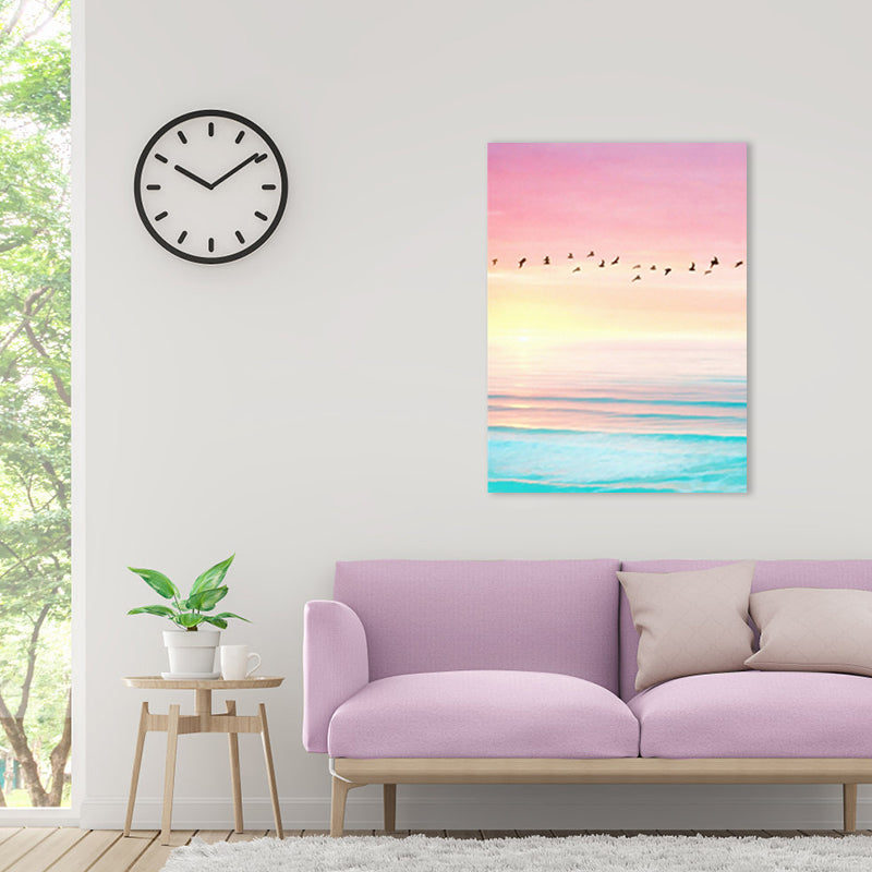 Contemporary Bird and Sky Painting Canvas Pink Photography Wall Art Decor, Multiple Sizes Clearhalo 'Art Gallery' 'Canvas Art' 'Contemporary Art Gallery' 'Modern' Arts' 1763654