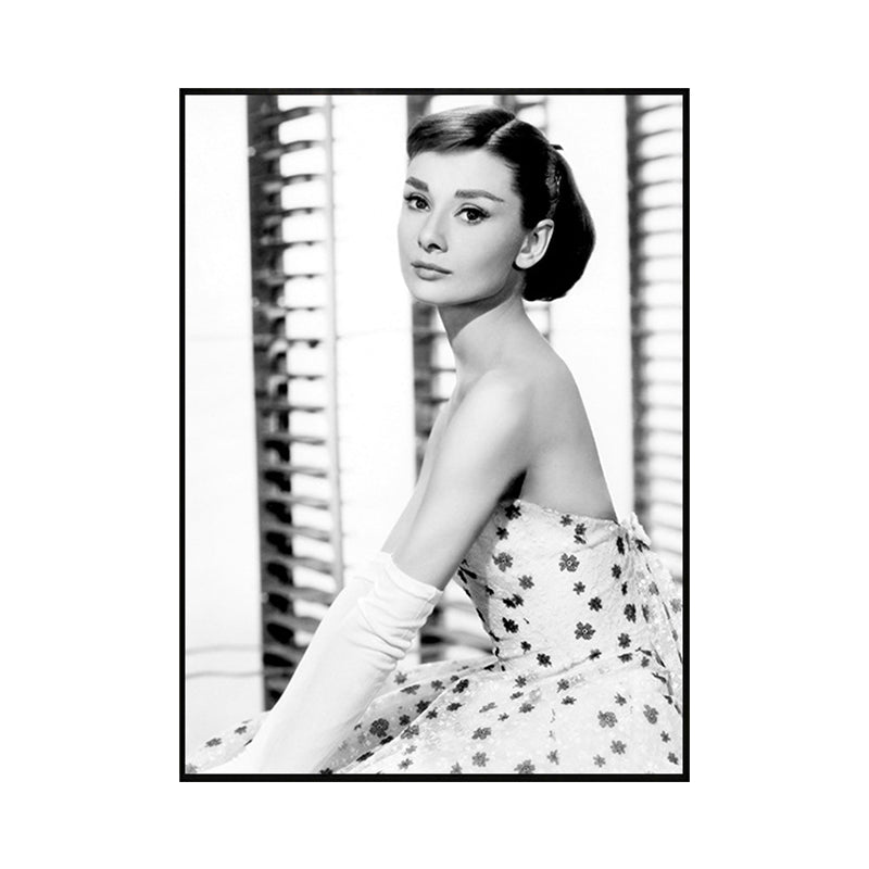 Light Color Hepburn Portrait Canvas Textured Vintage Girls Bedroom Wall Art Print Clearhalo 'Art Gallery' 'Canvas Art' 'Contemporary Art Gallery' 'Modern' Arts' 1763676