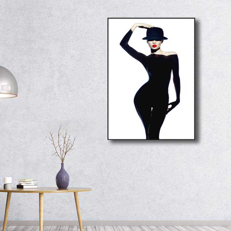 Glam Fashion Woman Canvas Print Black and White Textured Wall Art Decor for Room Clearhalo 'Arts' 'Canvas Art' 1763709