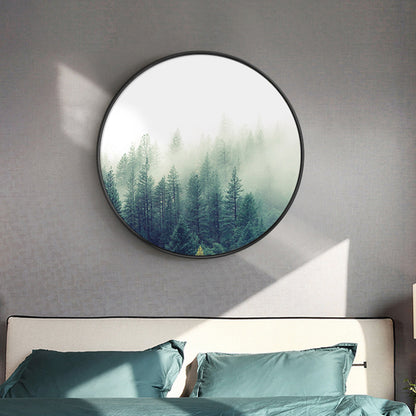 Light Color Misty Forest Canvas Photography Country Textured Painting for Bedroom Green Clearhalo 'Art Gallery' 'Canvas Art' 'Country Art Gallery' 'French Country' 'Rustic' Arts' 1763737