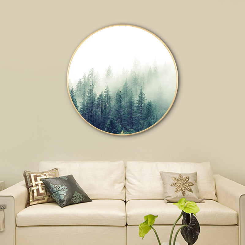 Light Color Misty Forest Canvas Photography Country Textured Painting for Bedroom Clearhalo 'Art Gallery' 'Canvas Art' 'Country Art Gallery' 'French Country' 'Rustic' Arts' 1763738