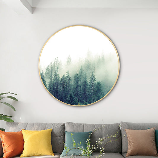 Light Color Misty Forest Canvas Photography Country Textured Painting for Bedroom Clearhalo 'Art Gallery' 'Canvas Art' 'Country Art Gallery' 'French Country' 'Rustic' Arts' 1763739