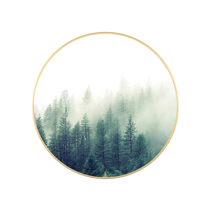 Light Color Misty Forest Canvas Photography Country Textured Painting for Bedroom Clearhalo 'Art Gallery' 'Canvas Art' 'Country Art Gallery' 'French Country' 'Rustic' Arts' 1763740