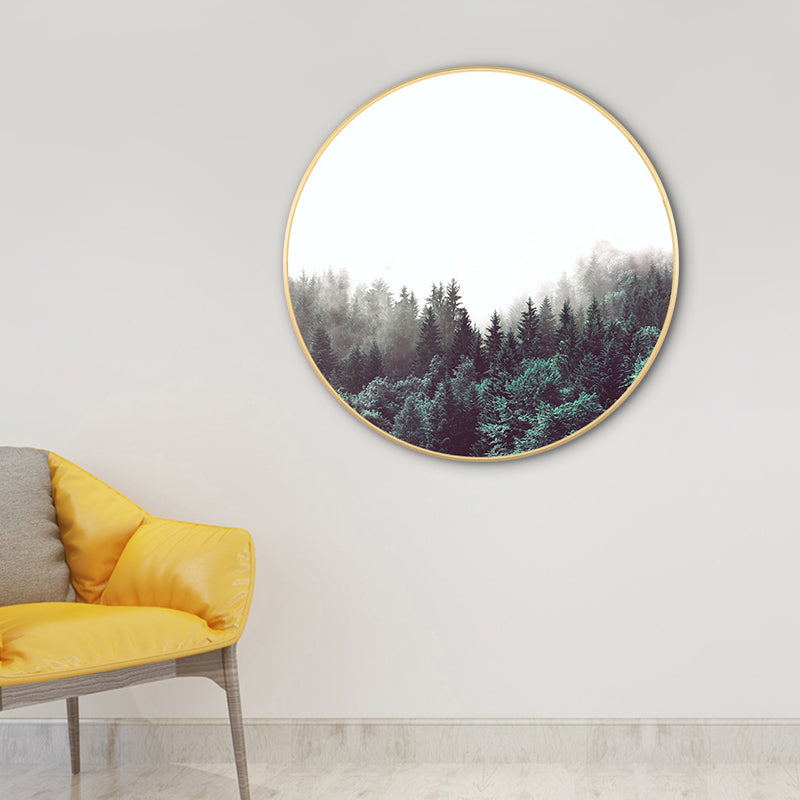 Light Color Misty Forest Canvas Photography Country Textured Painting for Bedroom Clearhalo 'Art Gallery' 'Canvas Art' 'Country Art Gallery' 'French Country' 'Rustic' Arts' 1763745