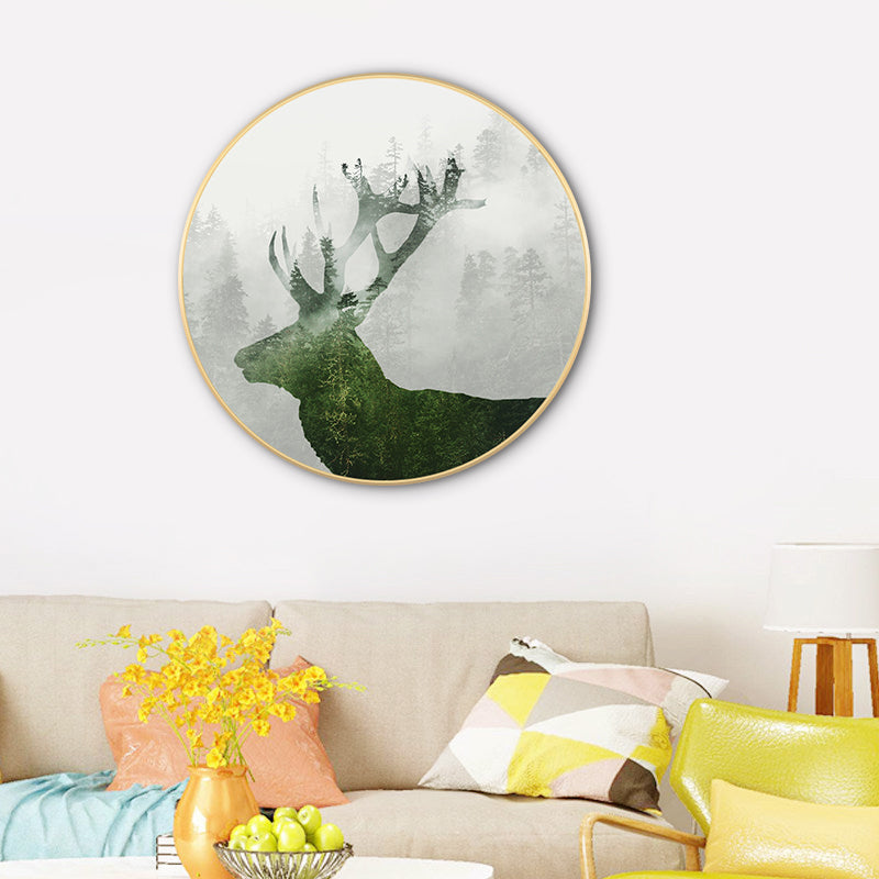 Light Color Misty Forest Canvas Photography Country Textured Painting for Bedroom Clearhalo 'Art Gallery' 'Canvas Art' 'Country Art Gallery' 'French Country' 'Rustic' Arts' 1763749