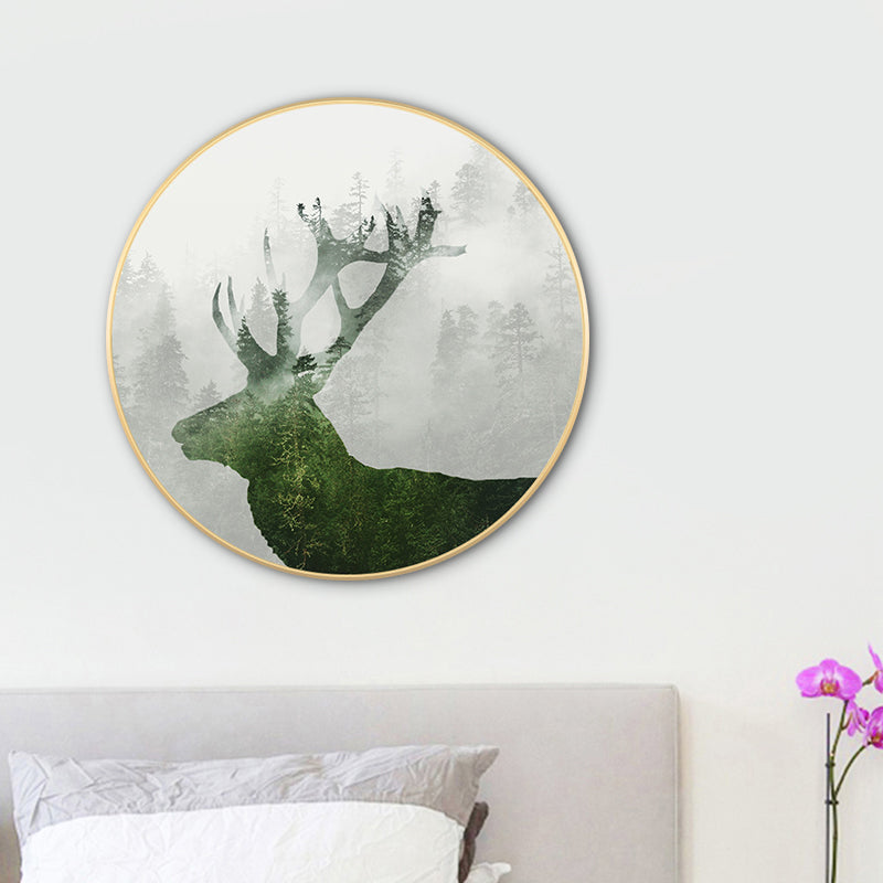 Light Color Misty Forest Canvas Photography Country Textured Painting for Bedroom Clearhalo 'Art Gallery' 'Canvas Art' 'Country Art Gallery' 'French Country' 'Rustic' Arts' 1763750