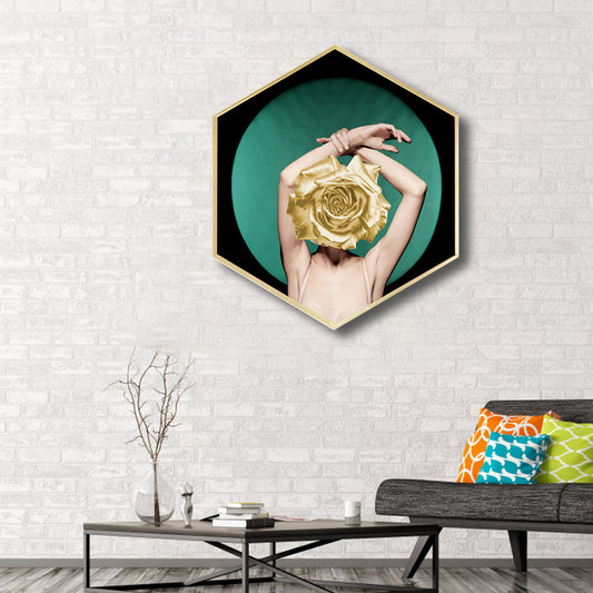 Contemporary Trendy Girl Canvas Art Green Girls Bedroom Painting, Multiple Sizes Green Clearhalo 'Art Gallery' 'Canvas Art' 'Contemporary Art Gallery' 'Modern' Arts' 1763752
