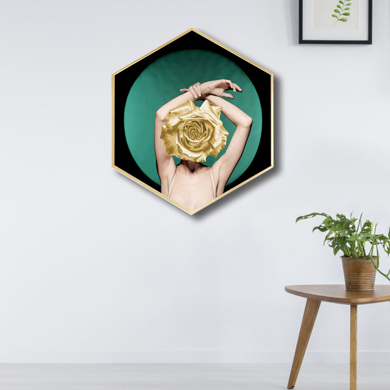 Contemporary Trendy Girl Canvas Art Green Girls Bedroom Painting, Multiple Sizes Clearhalo 'Art Gallery' 'Canvas Art' 'Contemporary Art Gallery' 'Modern' Arts' 1763754