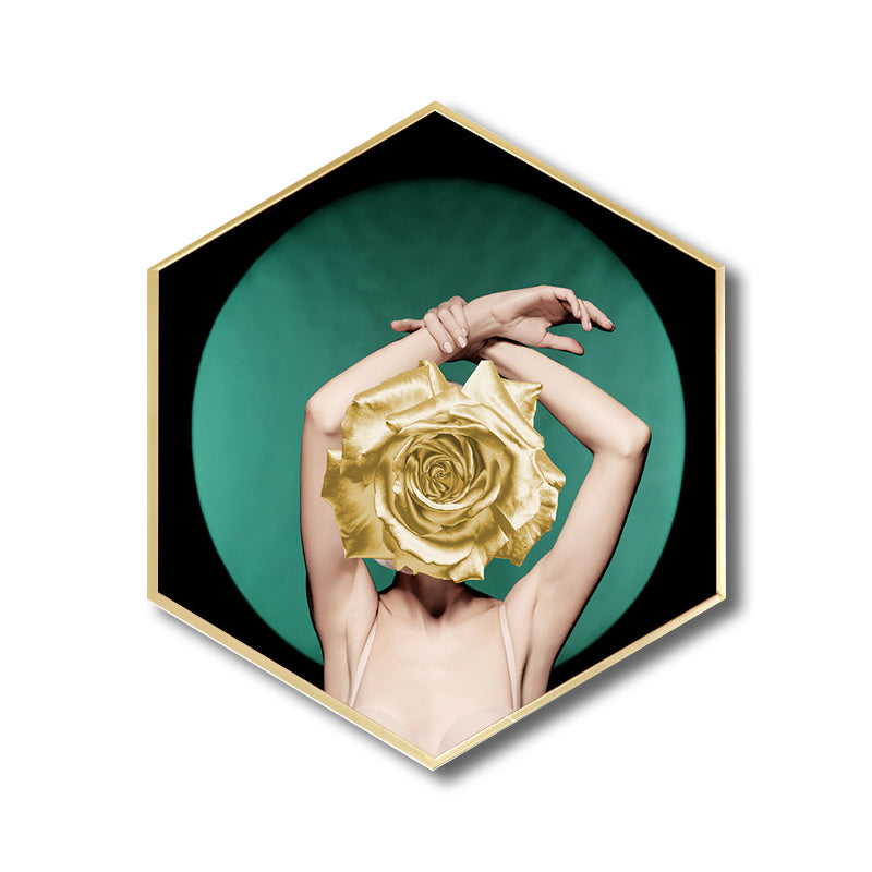 Contemporary Trendy Girl Canvas Art Green Girls Bedroom Painting, Multiple Sizes Clearhalo 'Art Gallery' 'Canvas Art' 'Contemporary Art Gallery' 'Modern' Arts' 1763755