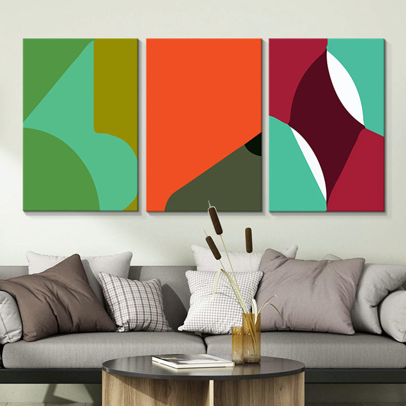 Modern Abstract Geometric Canvas Bright Color Textured Wall Art Set for Kids Bedroom Green Clearhalo 'Art Gallery' 'Canvas Art' 'Contemporary Art Gallery' 'Modern' Arts' 1763759