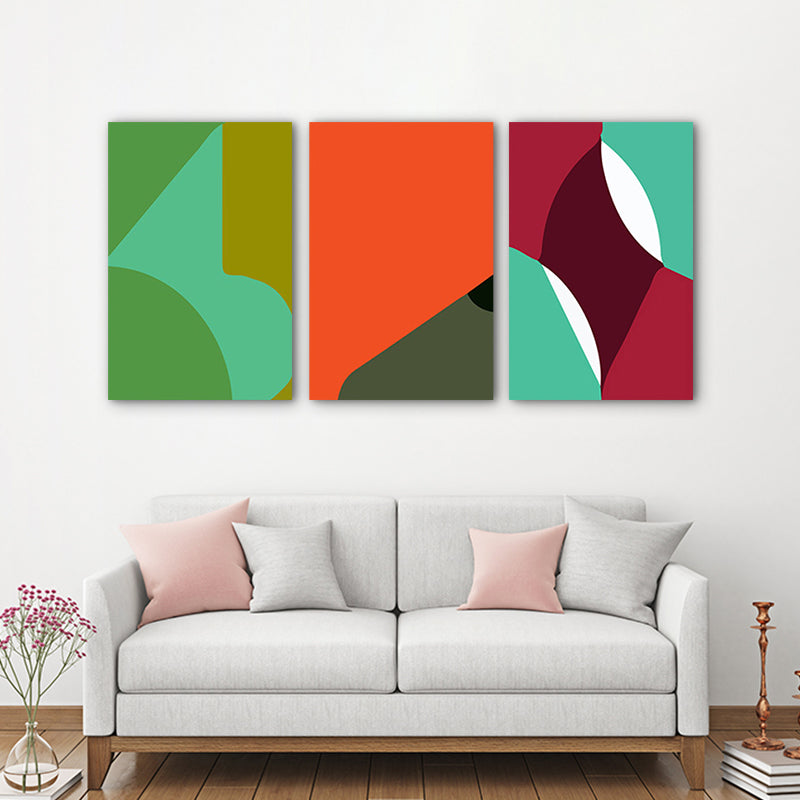 Modern Abstract Geometric Canvas Bright Color Textured Wall Art Set for Kids Bedroom Clearhalo 'Art Gallery' 'Canvas Art' 'Contemporary Art Gallery' 'Modern' Arts' 1763760