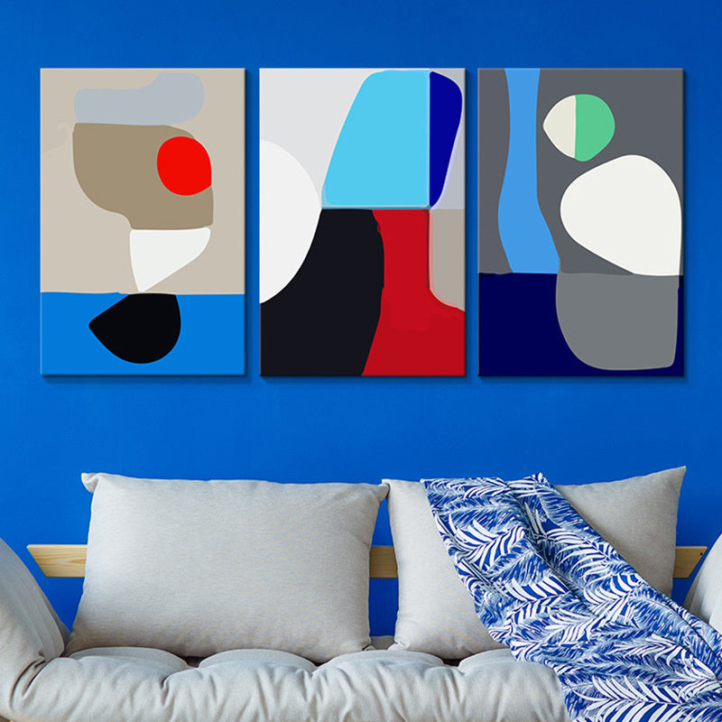 Modern Abstract Geometric Canvas Bright Color Textured Wall Art Set for Kids Bedroom Blue Clearhalo 'Art Gallery' 'Canvas Art' 'Contemporary Art Gallery' 'Modern' Arts' 1763766