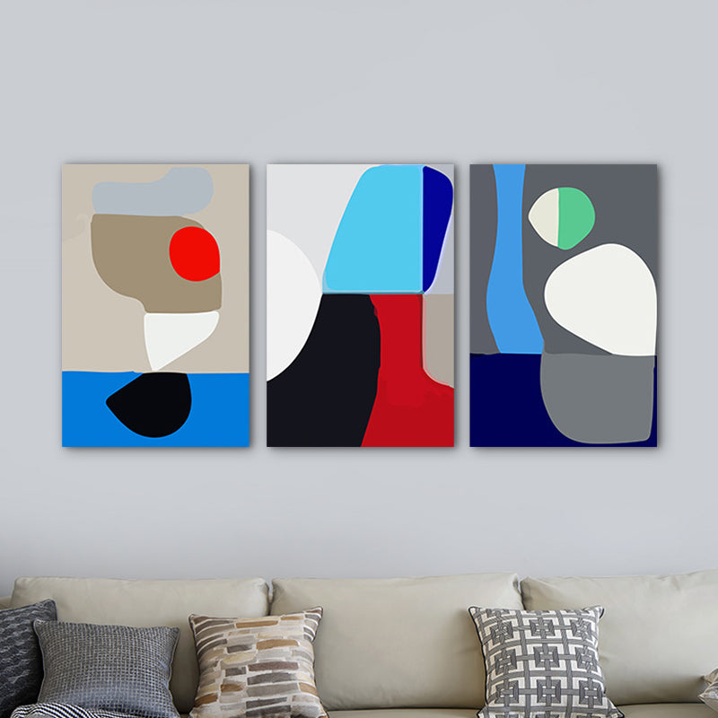 Modern Abstract Geometric Canvas Bright Color Textured Wall Art Set for Kids Bedroom Clearhalo 'Art Gallery' 'Canvas Art' 'Contemporary Art Gallery' 'Modern' Arts' 1763767