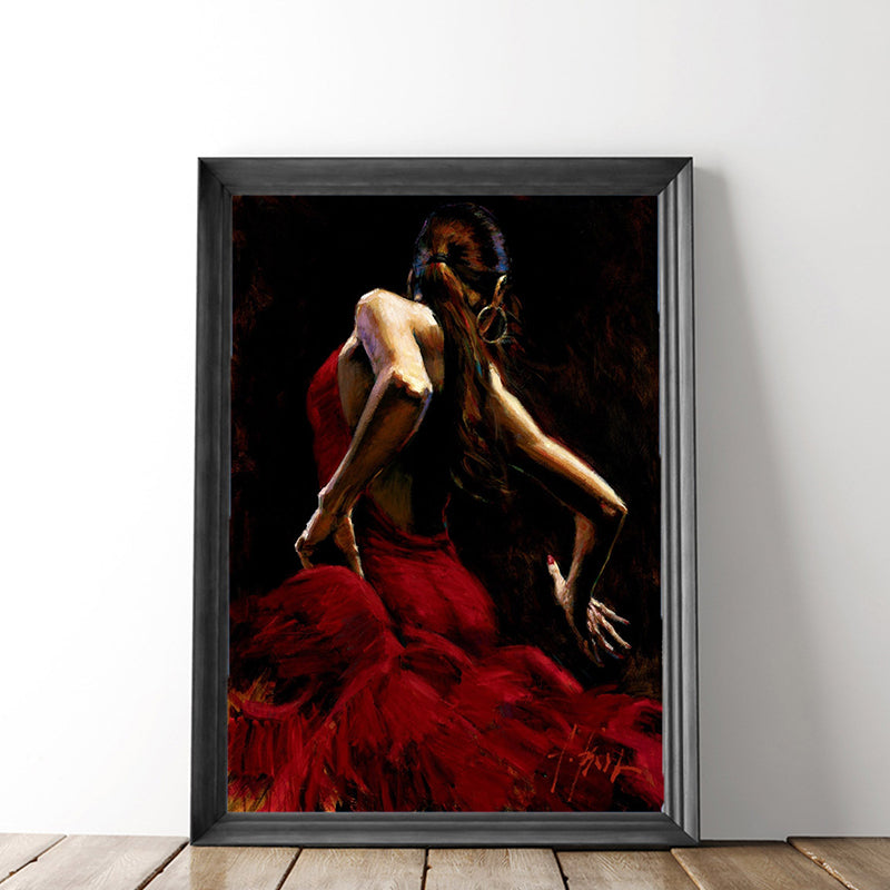 Red Dancing Girl Painting Textured Contemporary Art Style Dining Room Wrapped Canvas Clearhalo 'Arts' 'Canvas Art' 1763806
