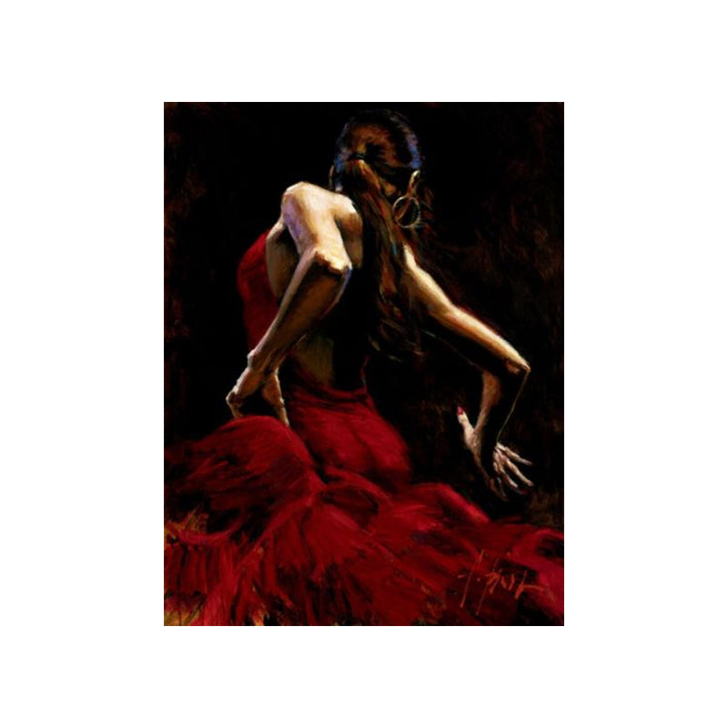 Red Dancing Girl Painting Textured Contemporary Art Style Dining Room Wrapped Canvas Clearhalo 'Arts' 'Canvas Art' 1763808