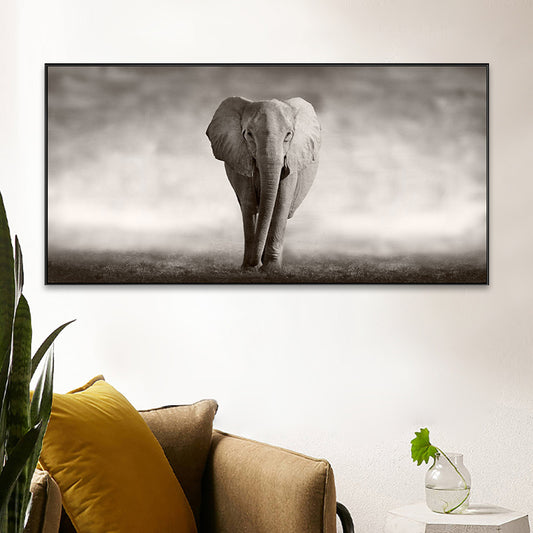 Walking Elephant Painting Soft Color Canvas Wall Art Print Textured, Multiple Sizes Brown Clearhalo 'Art Gallery' 'Canvas Art' 'Kids' Arts' 1763821