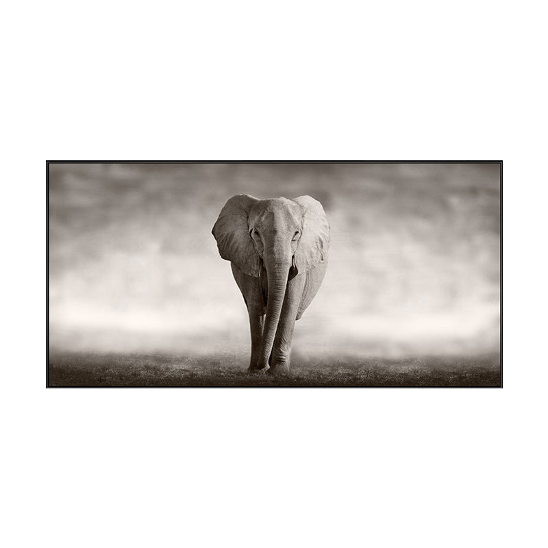 Walking Elephant Painting Soft Color Canvas Wall Art Print Textured, Multiple Sizes Clearhalo 'Art Gallery' 'Canvas Art' 'Kids' Arts' 1763824