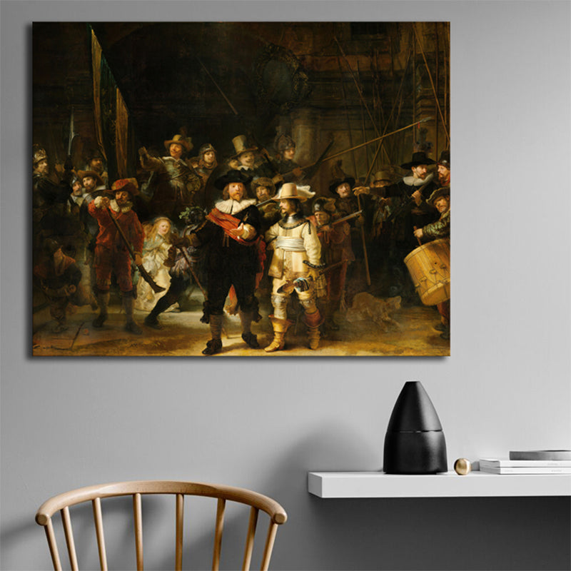 Gathering Oil Painting Art Print Renaissance Canvas Wall Decor, Multiple Sizes Options Brown Clearhalo 'Arts' 'Canvas Art' 1763854
